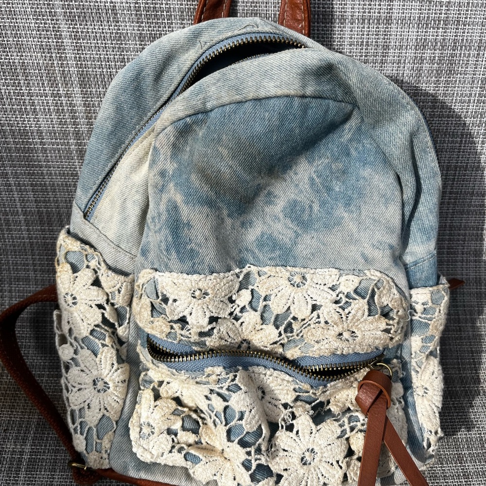 Denim and Lace Backpack